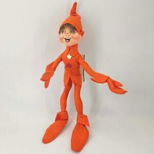 ANNALEE free standing poseable orange fall Elf doll figurine w tag